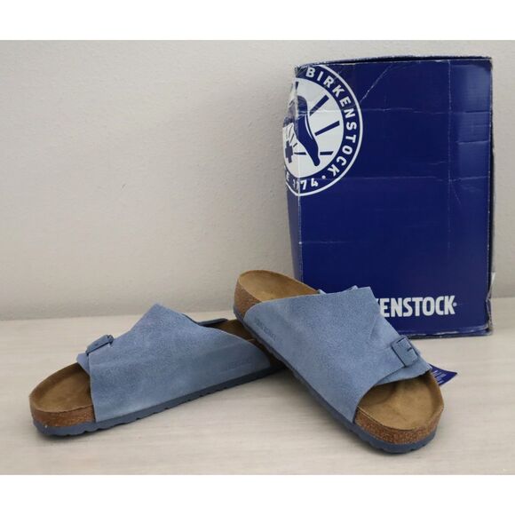 Birkenstock 1026812 Men's Sz 10 Elemental Blue Suede Zurich Slip-On Sandals - Picture 1 of 13